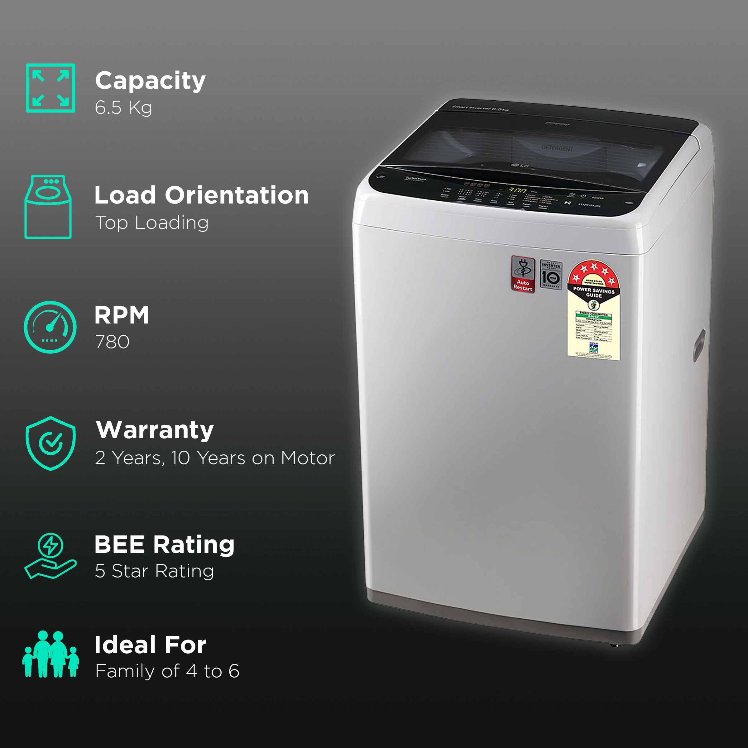 Buy Lg Kg Star Inverter Fully Automatic Top Load Washing Machine T Spsf Z Asfqeil Smart